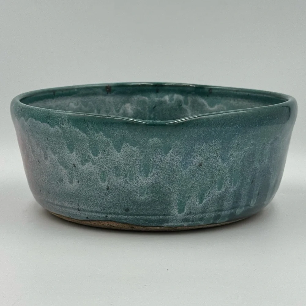 Vintage Teal Heart Shaped Studio Pottery Bowl